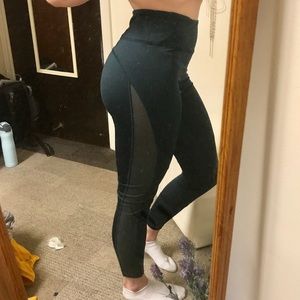 green mesh high-waisted leggings